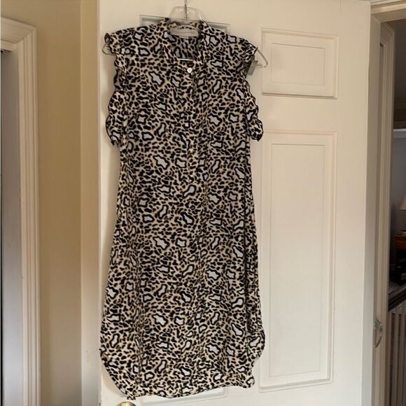 Stella McCartney Women’s Size 40 US 8 Mini Dress Tan Black Animal Print - Picture 2 of 5